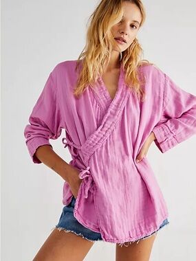 Free People x CP Washed Wrap Tunic in Orchid Pink